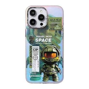 For iPhone 12 Pro Fluorescent Laser Astronaut Phone Case(Army Green)