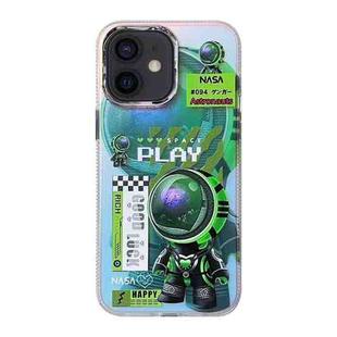 For iPhone 12 Fluorescent Laser Astronaut Phone Case(Green)