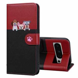 For Google Pixel 8 Pro Cute Pet Series Color Block Buckle Leather Phone Case(Black)