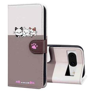 For Google Pixel 8 Cute Pet Series Color Block Buckle Leather Phone Case(Pale Mauve)