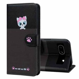 For Google Pixel 7a Cute Pet Series Color Block Buckle Leather Phone Case(Dark Grey)