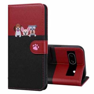 For Google Pixel 7a Cute Pet Series Color Block Buckle Leather Phone Case(Black)