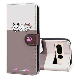 For Google Pixel 7 Pro Cute Pet Series Color Block Buckle Leather Phone Case(Pale Mauve)