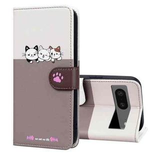 For Google Pixel 7 Cute Pet Series Color Block Buckle Leather Phone Case(Pale Mauve)
