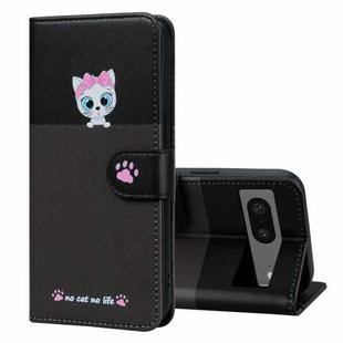 For Google Pixel 7 Cute Pet Series Color Block Buckle Leather Phone Case(Dark Grey)