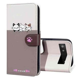 For Google Pixel 6a Cute Pet Series Color Block Buckle Leather Phone Case(Pale Mauve)