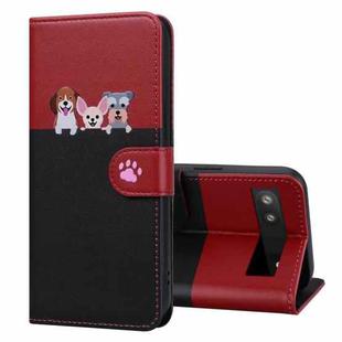 For Google Pixel 6a Cute Pet Series Color Block Buckle Leather Phone Case(Black)