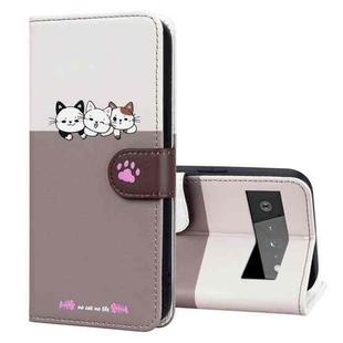 For Google Pixel 6 Pro Cute Pet Series Color Block Buckle Leather Phone Case(Pale Mauve)