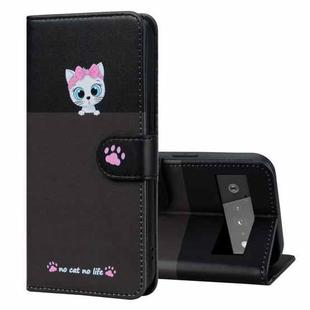 For Google Pixel 6 Pro Cute Pet Series Color Block Buckle Leather Phone Case(Dark Grey)