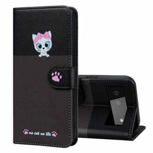 For Google Pixel 6 Cute Pet Series Color Block Buckle Leather Phone Case(Dark Grey)