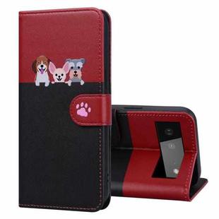 For Google Pixel 6 Cute Pet Series Color Block Buckle Leather Phone Case(Black)