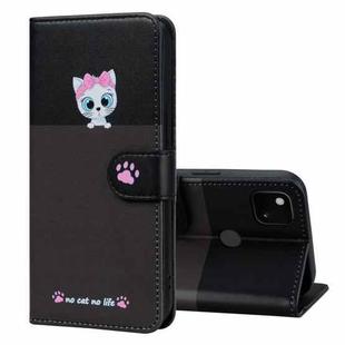 For Google Pixel 4a Cute Pet Series Color Block Buckle Leather Phone Case(Dark Grey)