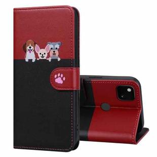 For Google Pixel 4a Cute Pet Series Color Block Buckle Leather Phone Case(Black)