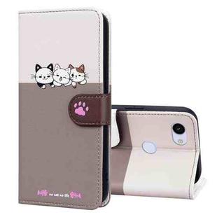 For Google Pixel 3a Cute Pet Series Color Block Buckle Leather Phone Case(Pale Mauve)