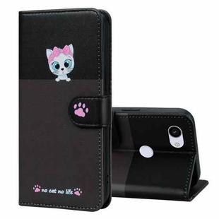 For Google Pixel 3a Cute Pet Series Color Block Buckle Leather Phone Case(Dark Grey)