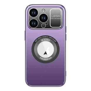 For iPhone 14 Pro Max Large Window MagSafe Skin Feel PC Phone Case(Purple)