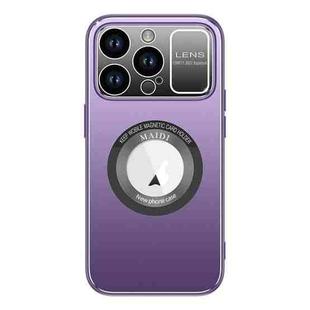 For iPhone 14 Pro Large Window MagSafe Skin Feel PC Phone Case(Purple)