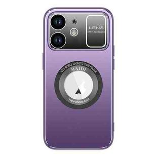 For iPhone 12 Large Window MagSafe Skin Feel PC Phone Case(Purple)