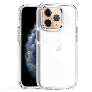 For iPhone 11 Pro Max Two-color TPU Transparent PC Phone Case(White)