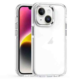 For iPhone 14 Two-color TPU Transparent PC Phone Case(White)