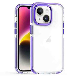 For iPhone 14 Plus Two-color TPU Transparent PC Phone Case(Purple)