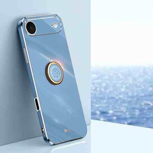 For iPhone Air XINLI Straight Edge 6D Electroplate TPU Phone Case with Ring Holder(Celestial Blue)