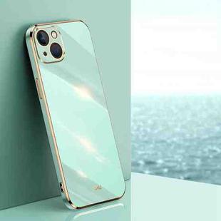 For iPhone 15 Plus XINLI Straight Edge 6D Electroplate TPU Phone Case(Mint Green)