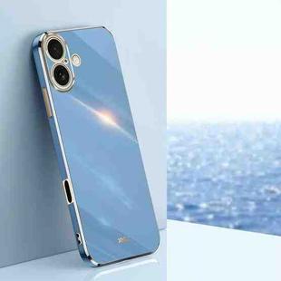 For iPhone 16 XINLI Straight Edge 6D Electroplate TPU Phone Case(Celestial Blue)