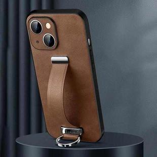 For iPhone 15 SULADA Tide Cool Series PC + Leather Texture Skin Feel Phone Case(Brown)