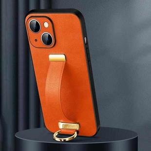 For iPhone 15 SULADA Tide Cool Series PC + Leather Texture Skin Feel Phone Case(Orange)