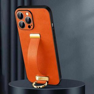 For iPhone 15 Pro SULADA Tide Cool Series PC + Leather Texture Skin Feel Phone Case(Orange)