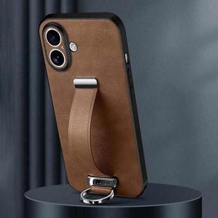 For iPhone 16 Plus SULADA Tide Cool Series PC + Leather Texture Skin Feel Phone Case(Brown)