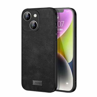 For iPhone 15 Plus SULADA Shockproof TPU + Handmade Leather Phone Case(Black)