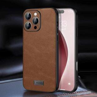 For iPhone 16 Pro Max SULADA Shockproof TPU Hybrid Handmade Leather Phone Case(Brown)