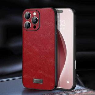 For iPhone 16 Pro Max SULADA Shockproof TPU Hybrid Handmade Leather Phone Case(Red)