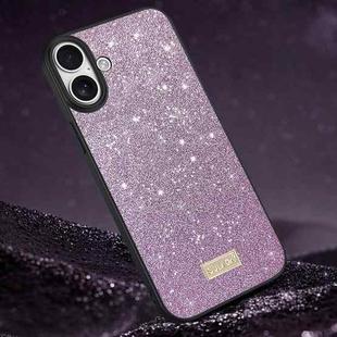 For iPhone 16 Plus SULADA Glittery PC Hybrid TPU Handmade Leather Phone Case(Purple)