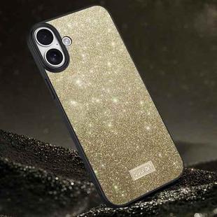 For iPhone 16 Plus SULADA Glittery PC Hybrid TPU Handmade Leather Phone Case(Gold)