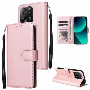 For Xiaomi 13T / 13T Pro 3-Card Slots Multifunctional Leather Phone Case(Rose Gold)