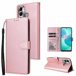 For Infinix Hot 12 Play 3 Card Slots Multifunctional Leather Phone Case(Rose Gold)