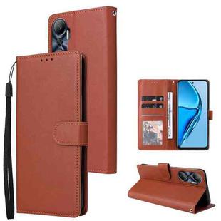 For Infinix Hot 20 4G 3 Card Slots Multifunctional Leather Phone Case(Brown)