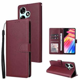 For Infinix Hot 30 3 Card Slots Multifunctional Leather Phone Case(Wine Red)