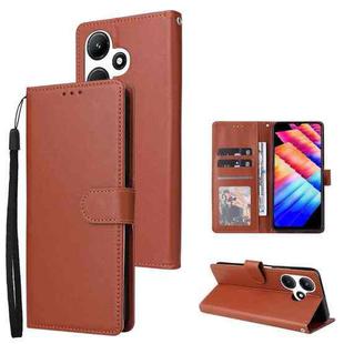 For Infinix Hot 30i 3 Card Slots Multifunctional Leather Phone Case(Brown)