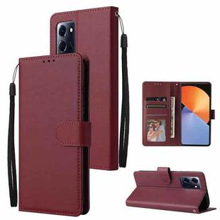 For Infinix Note 30 3 Card Slots Multifunctional Leather Phone Case(Wine Red)