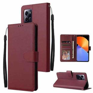 For Infinix Note 30i 3 Card Slots Multifunctional Leather Phone Case(Wine Red)
