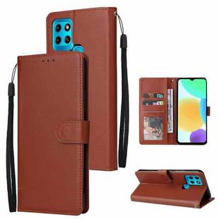 For Infinix Smart 6 3 Card Slots Multifunctional Leather Phone Case(Brown)