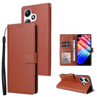 For Infinix Hot 30 Play 3 Card Slots Multifunctional Leather Phone Case(Brown)