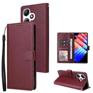 For Infinix Hot 30 Play 3 Card Slots Multifunctional Leather Phone Case(Wine Red)