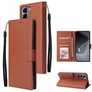 For Infinix Hot 50 4G 3-Card Slots Multifunctional Leather Phone Case(Brown)