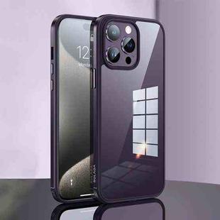 For iPhone 15 Pro SULADA Metal Frame + Nano Glass + TPU Phone Case(Dark Purple)