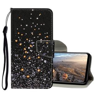 For Huawei P smart (2020) Colored Drawing Pattern Horizontal Flip Leather Case with Holder & Card Slots & Wallet(Black Star)
